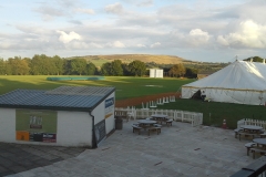 The cricket field and marquee ready for the Disley Show